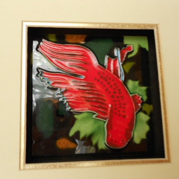 Decor Framed Wall Red Betta Fish Tiles - Picture 7 of 10